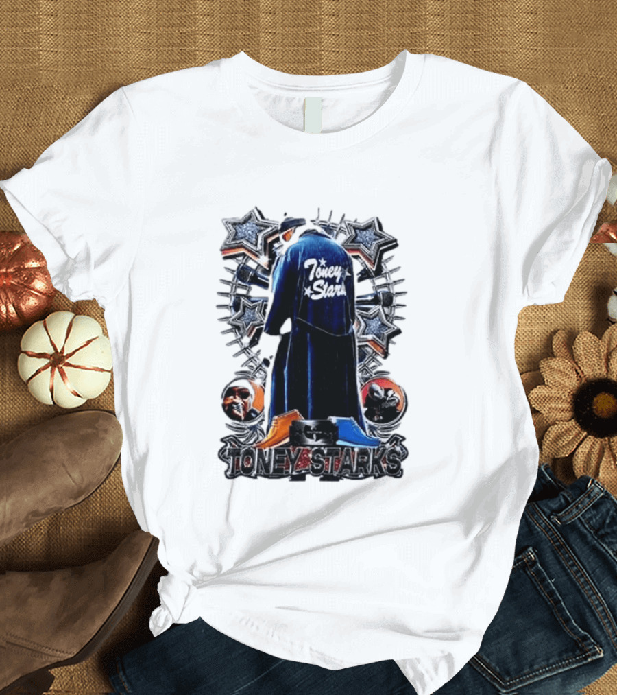 Toney Starks Blue Coat Star Motif Back Cover Art With Big Pun T-Shirt