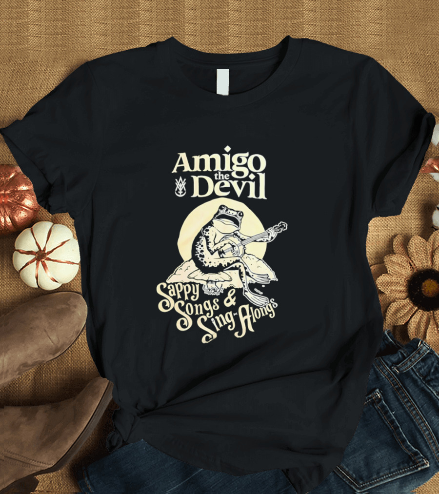 Amigo The Devil Sappy Songs And Sing Alongs Frog Playing Banjo T-Shirt