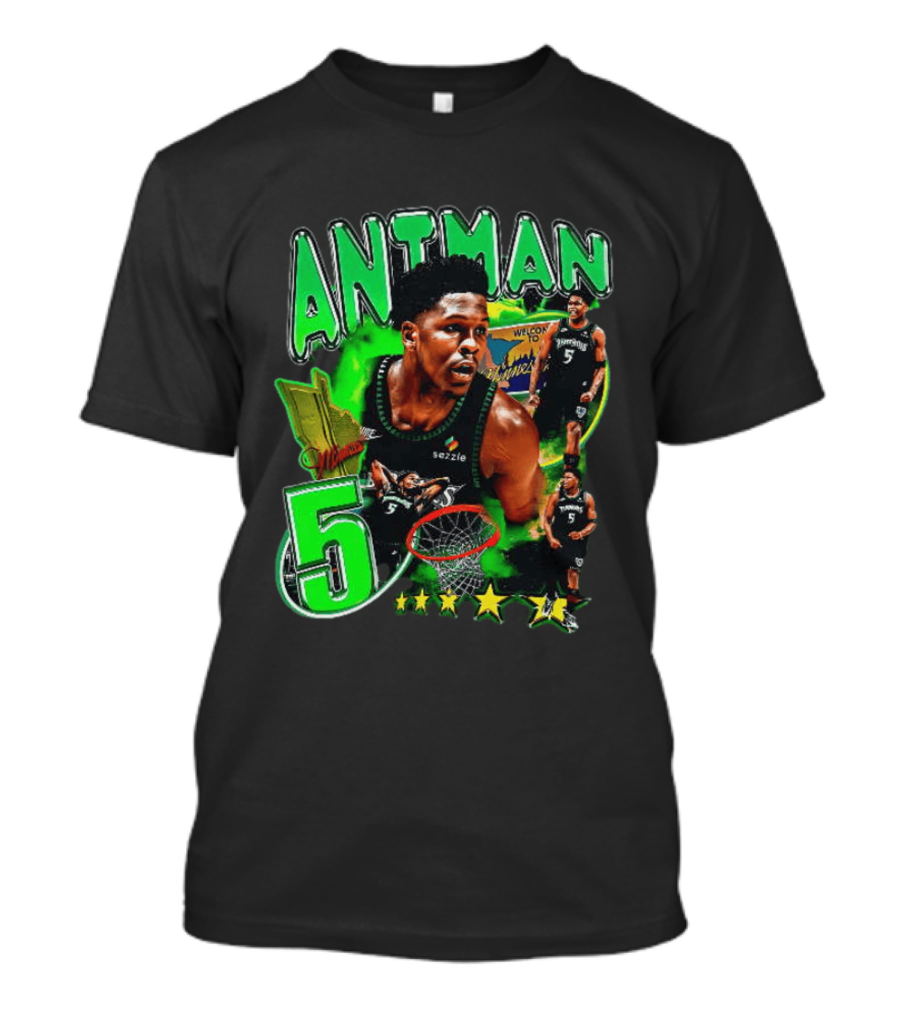 ANITMAN 5 Anthony Edwards Minnesota Timberwolves Welcome To Minnesota T-Shirt