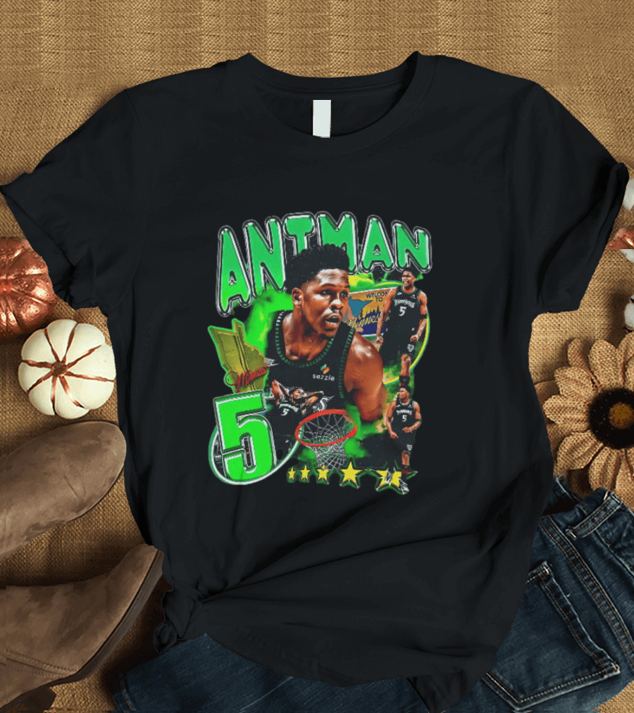ANITMAN 5 Anthony Edwards Minnesota Timberwolves Welcome To Minnesota T-Shirt