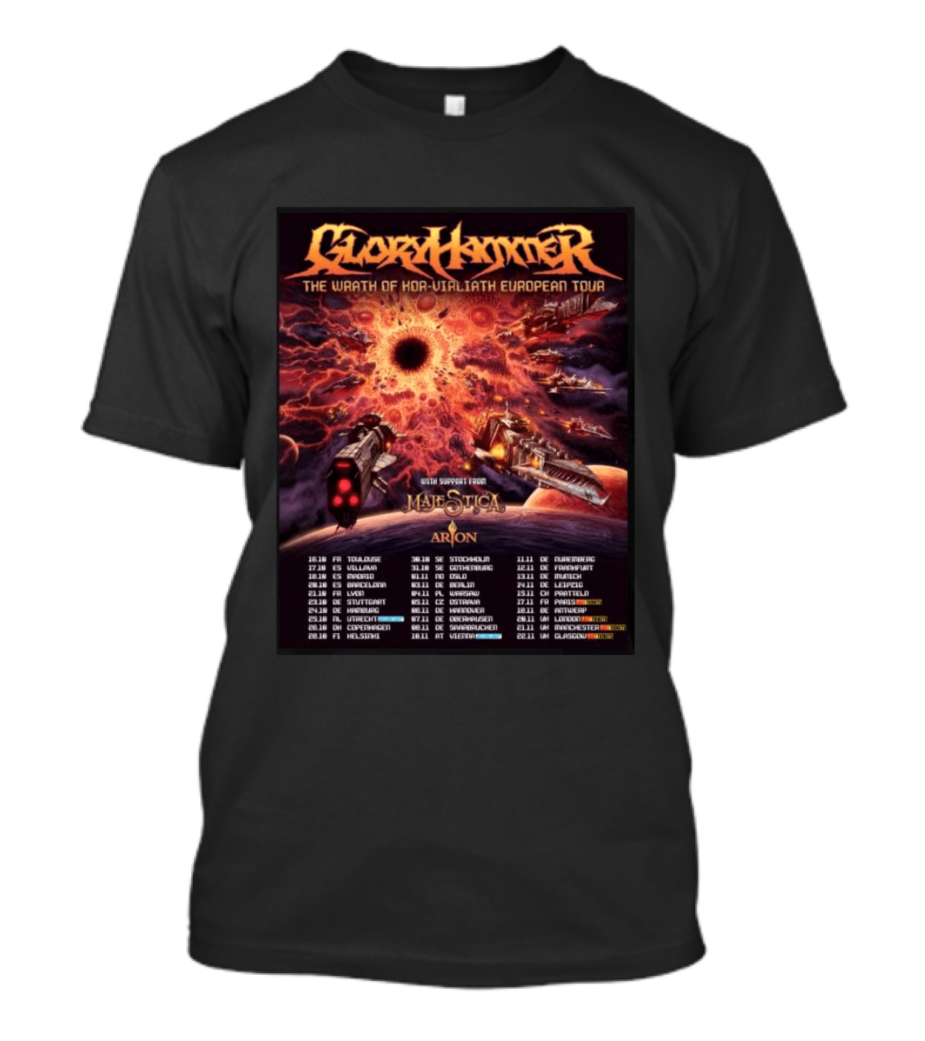 Gloryhammer The Wrath Of Kor Virliath European Tour Dates With Support From Majestica Arion T-Shirt
