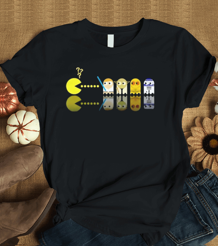 Pac Man Star Wars Crossover Luke Skywalker Yoda R2D2 T-Shirt