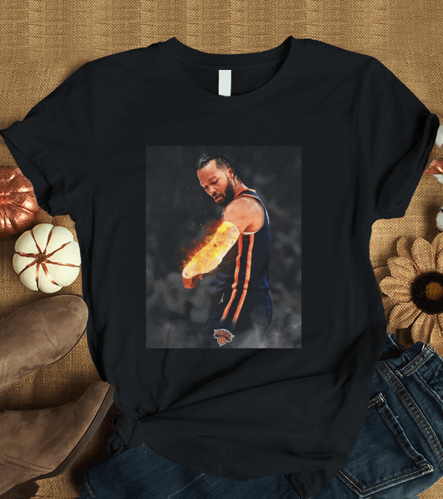 Happy International Lefthanders Day Jalen Brunson Knicks Player Flaming Arm T-Shirt