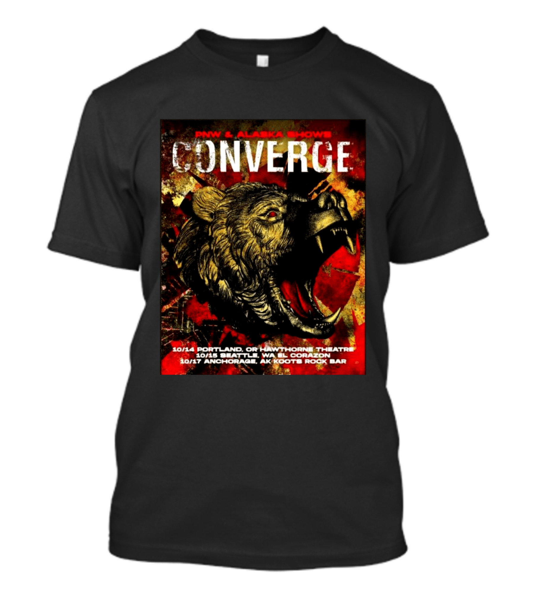 PNW Alaska Shows Converge Bear October Portland Seattle Anchorage Tour Dates T-Shirt