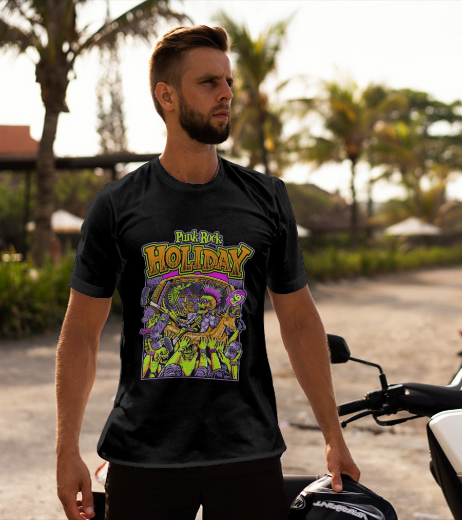 Punk Rock Holiday Skeleton Goat Crowd Surfing Music Festival 26 Summer T-Shirt