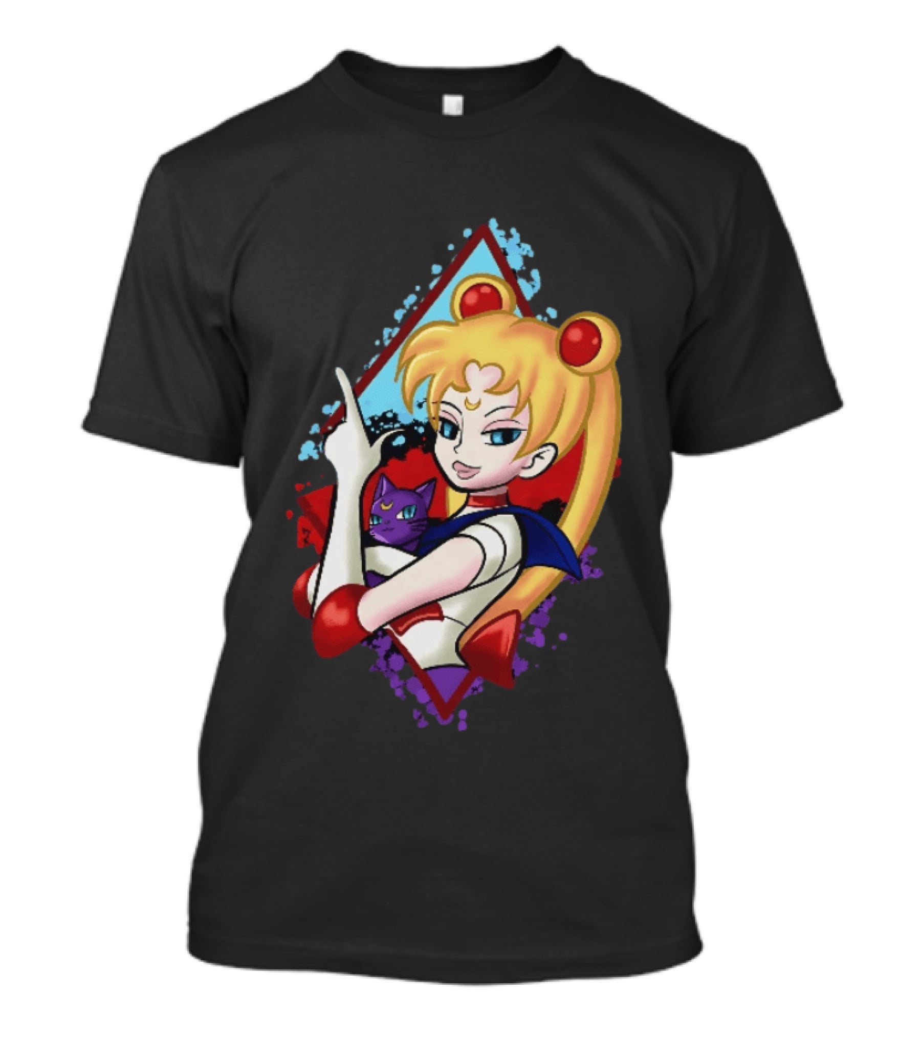 Sailor Moon With Luna Cat Anime Manga T-Shirt