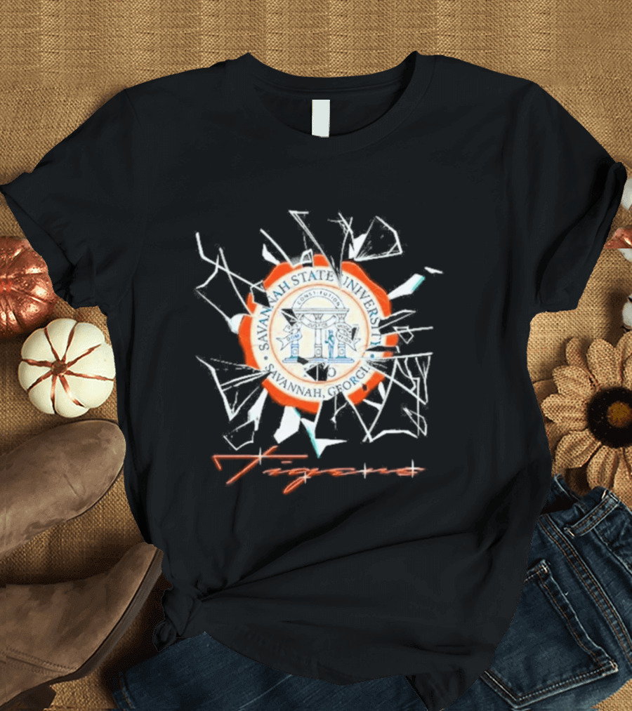 Savannah State University Seal Tigers Shattered Glass T-Shirt