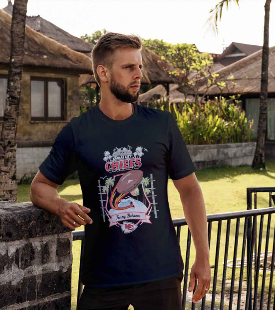 Kansas City Chiefs Tommy Bahama Tidal Kickoff Camp Football Palms T-Shirt
