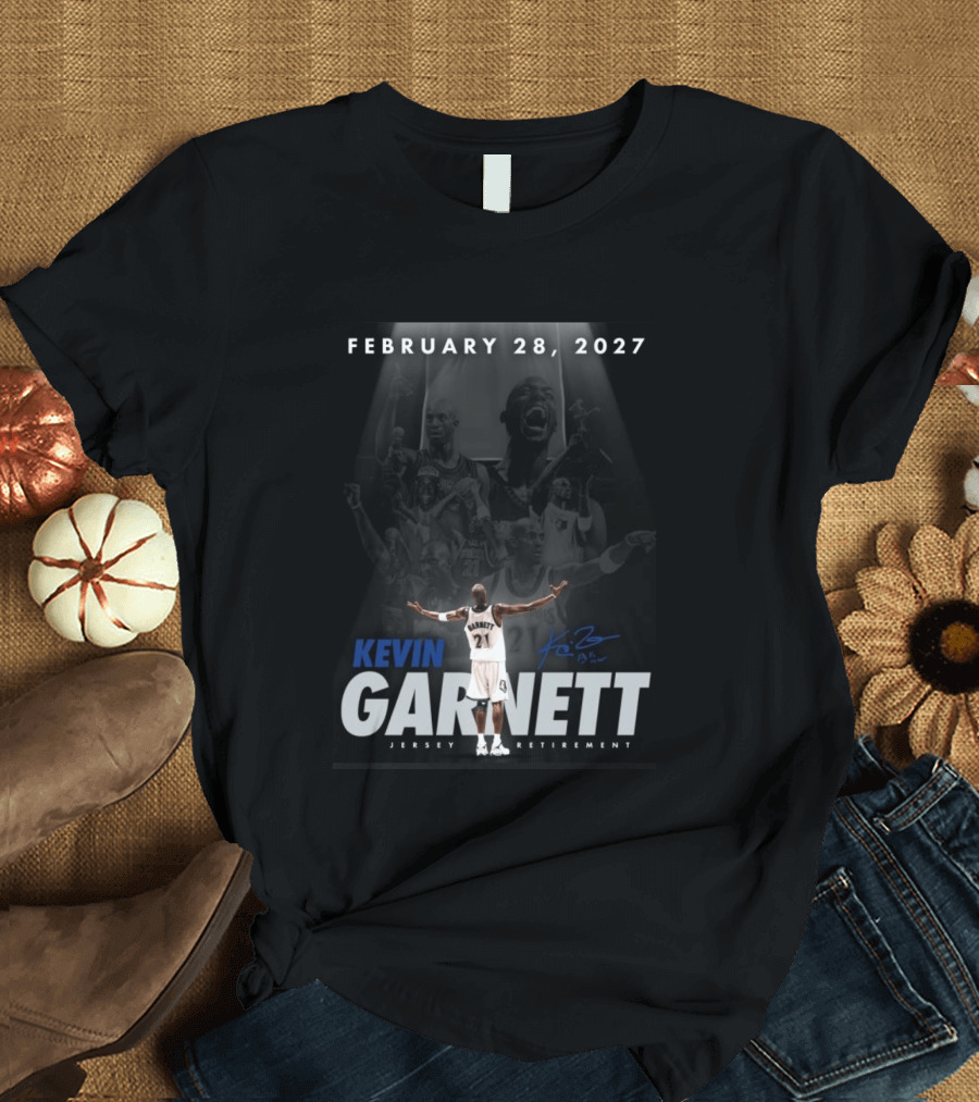 Kevin Garnett February 28 2027 Jersey Retirement T-Shirt