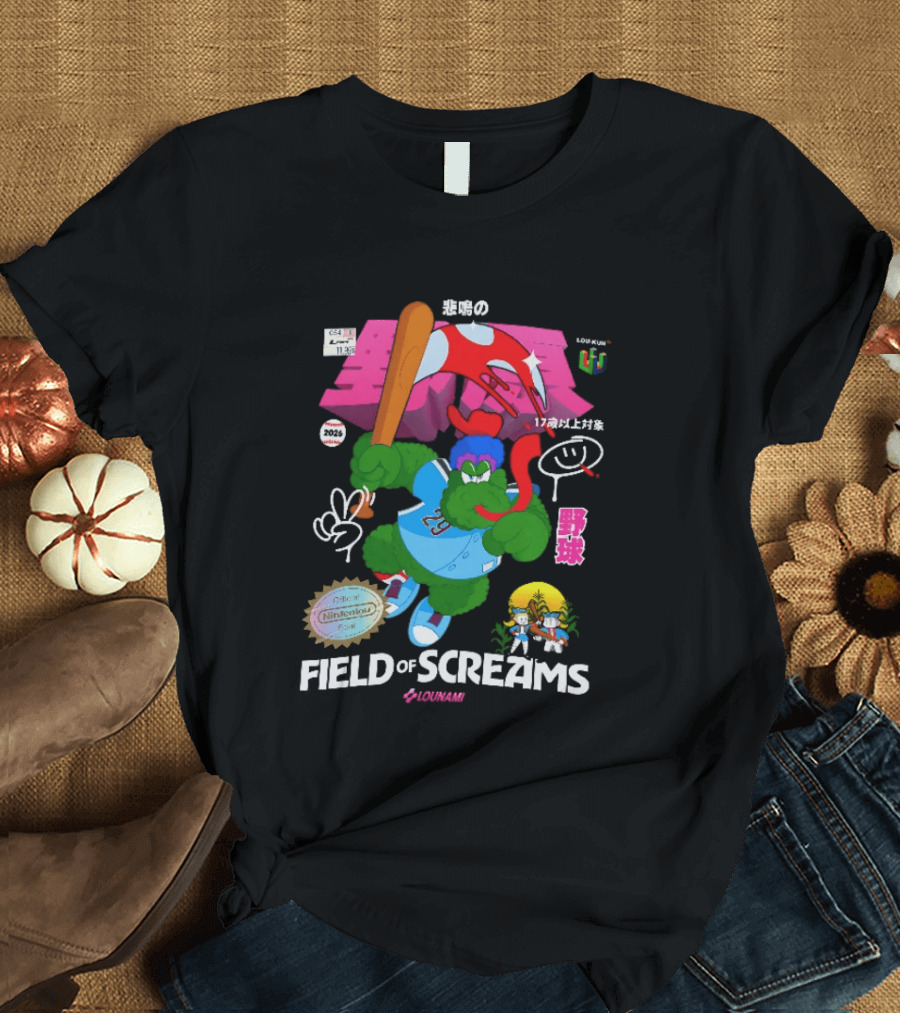Field Of Screams Baseball 2026 Nintenlou Seal Lounami 17 T-Shirt