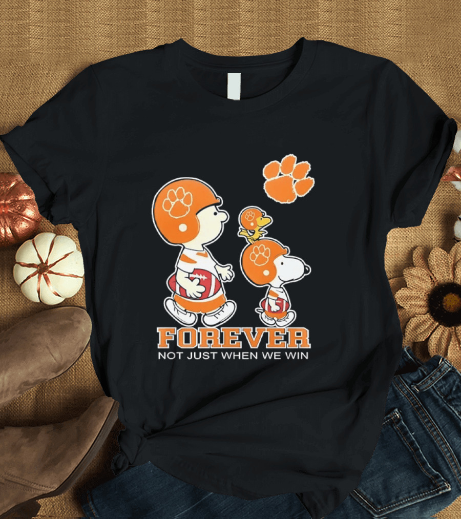 Snoopy Woodstock Charlie Brown Clemson Tigers Forever Not Just When We Win T-Shirt