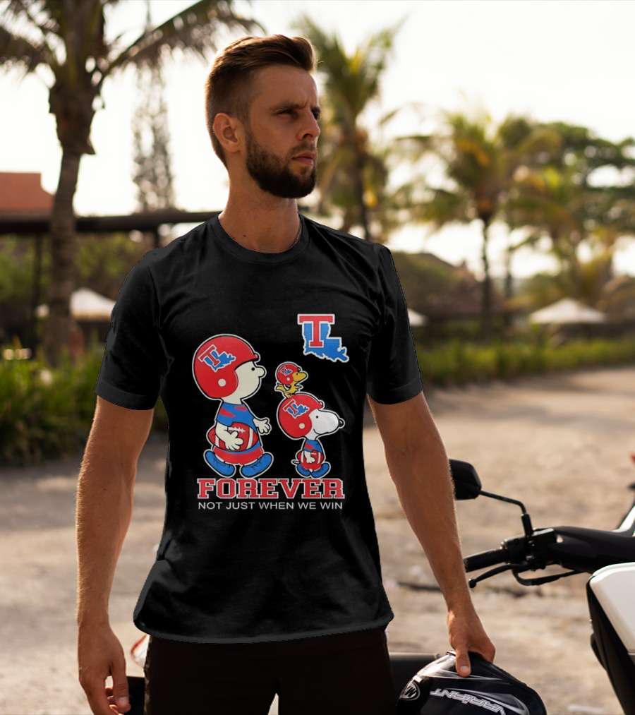 Charlie Brown Snoopy Woodstock Louisiana Tech Bulldogs Forever Not Just When We Win T-Shirt