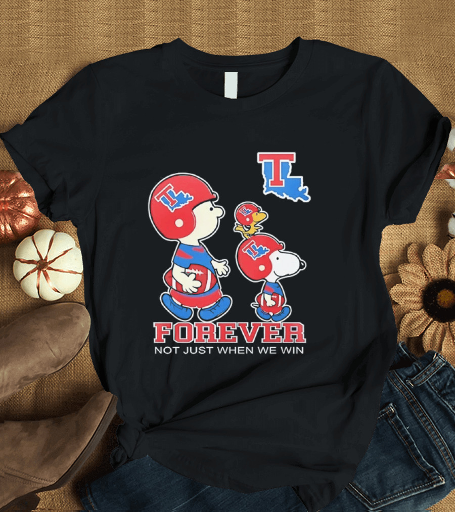 Charlie Brown Snoopy Woodstock Louisiana Tech Bulldogs Forever Not Just When We Win T-Shirt