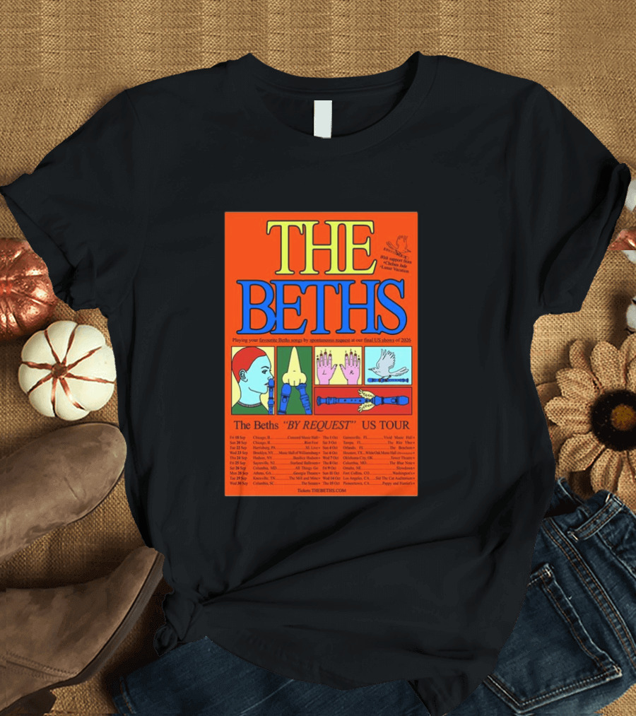 The Beths By Request US Tour 2026 Final Shows With Hands And Musical Notes T-Shirt