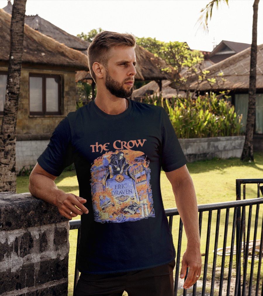 The Crow Eric Draven Devil's Night Trash City Buildings Flames T-Shirt