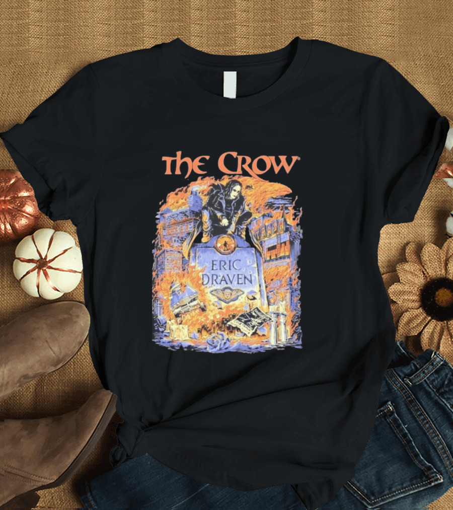 The Crow Eric Draven Devil's Night Trash City Buildings Flames T-Shirt