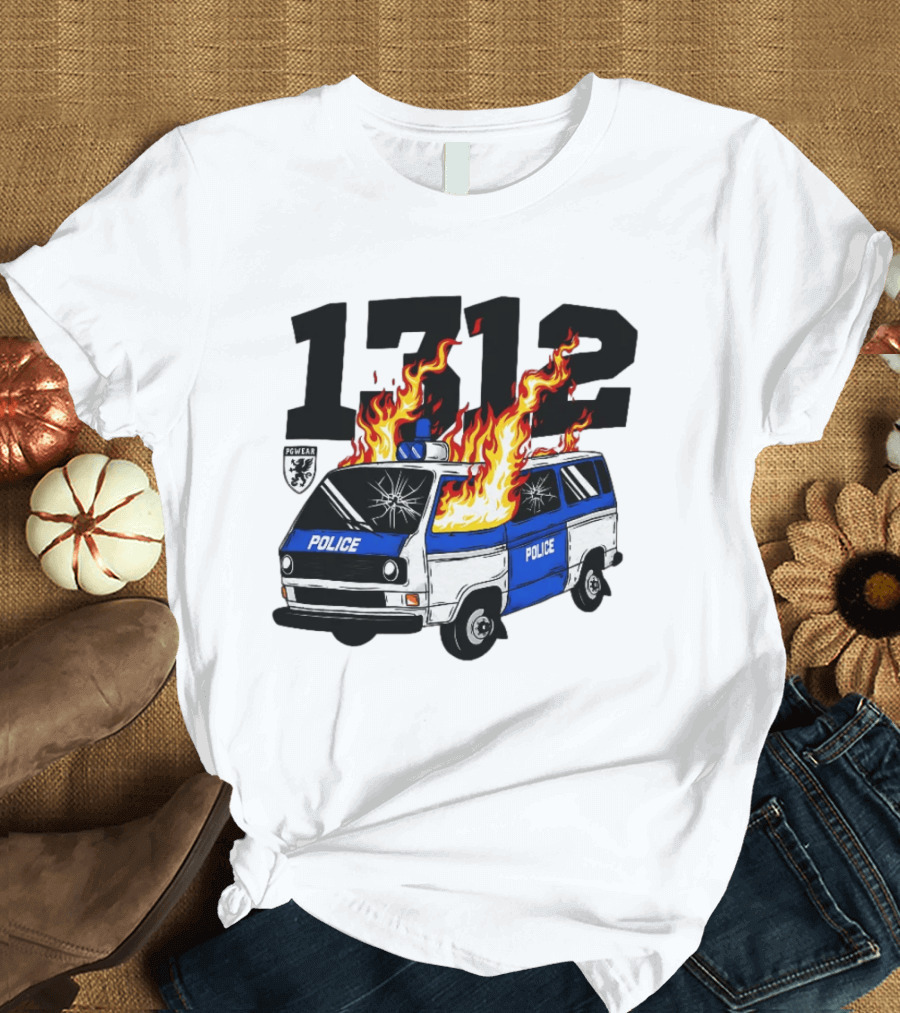 1312 Burning Police Van PGwear Anti Police T-Shirt