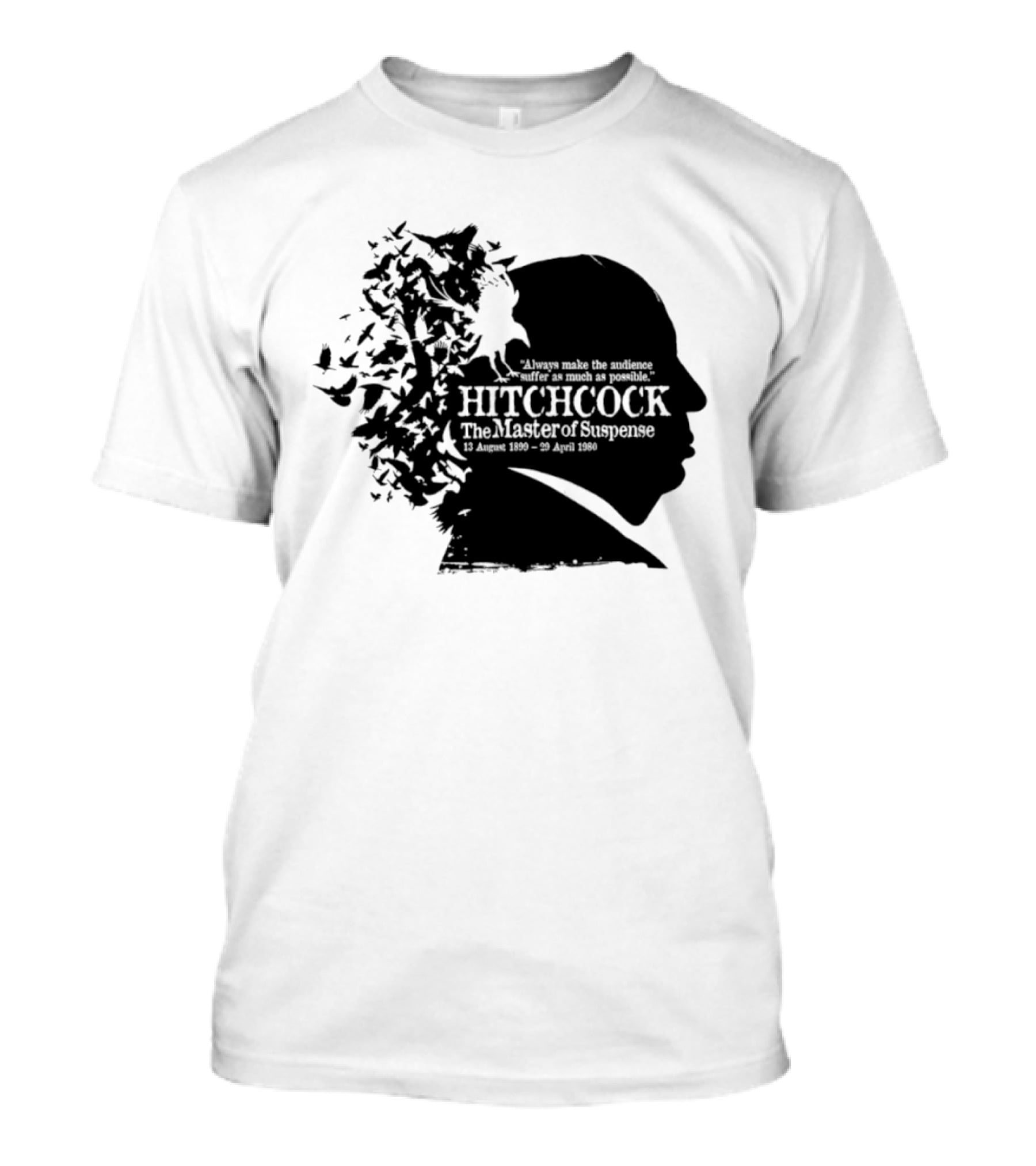 Alfred Hitchcock The Master Of Suspense Silhouette Birds 1899 1980 T-Shirt