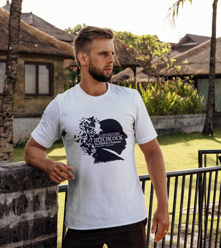 Alfred Hitchcock The Master Of Suspense Silhouette Birds 1899 1980 T-Shirt