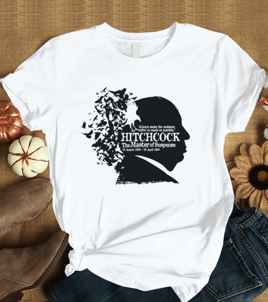 Alfred Hitchcock The Master Of Suspense Silhouette Birds 1899 1980 T-Shirt