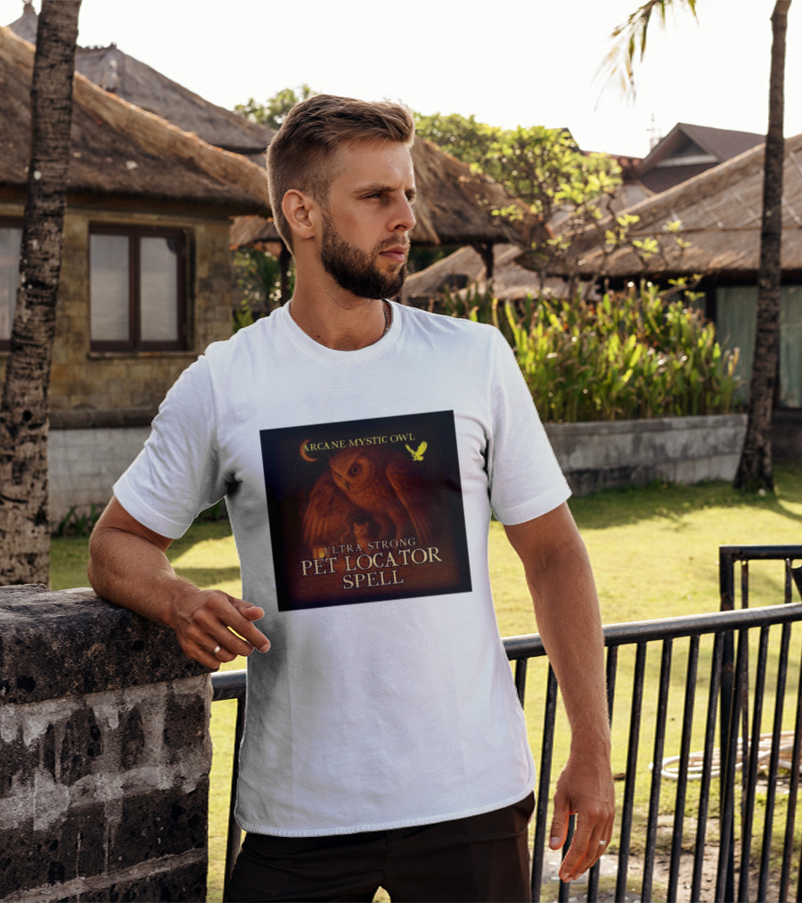 Arcane Mystic Owl Ultra Strong Pet Locator Spell Moonlit Guardian T-Shirt