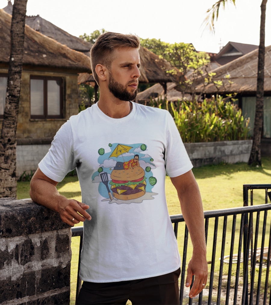 Bob Belcher Relaxing On Giant Burger With Lettuce Clouds And Spatula Bob's Burgers T-Shirt