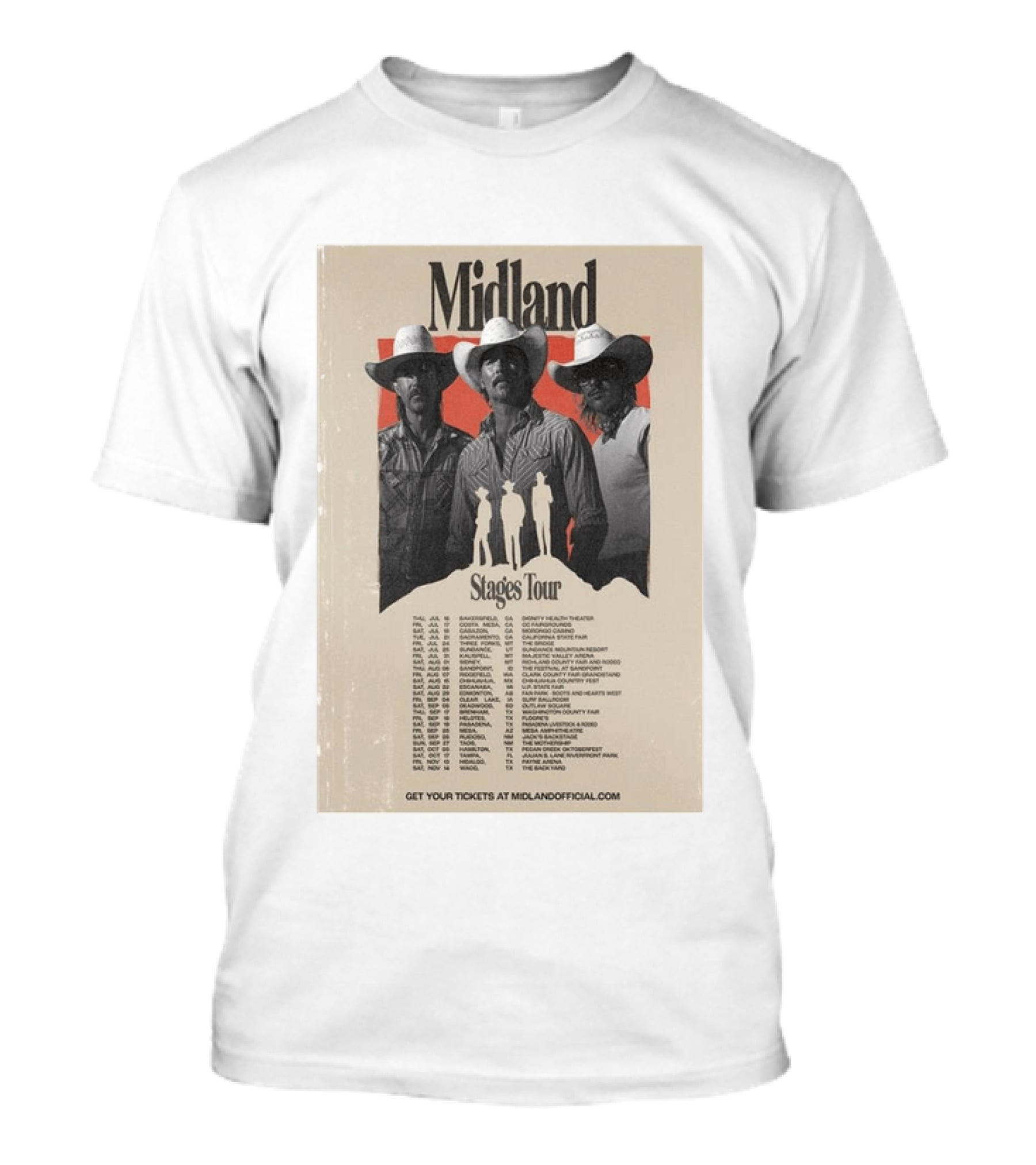 Midland Stages Tour 2026 Concert Dates And Locations T-Shirt