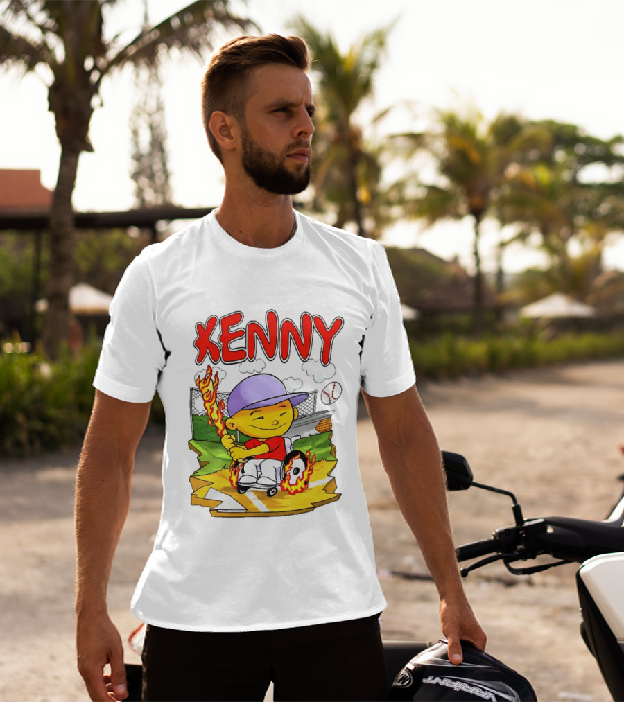 Kenny Kawaguchi Backyard Baseball Character Wheelchair Flames T-Shirt
