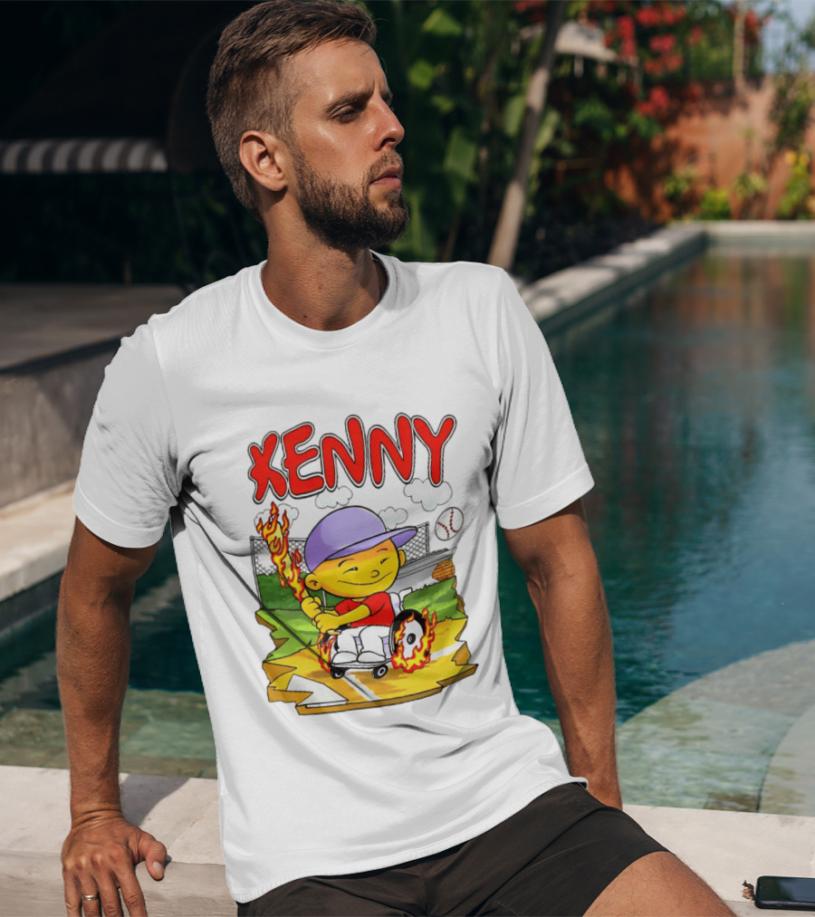 Kenny Kawaguchi Backyard Baseball Character Wheelchair Flames T-Shirt