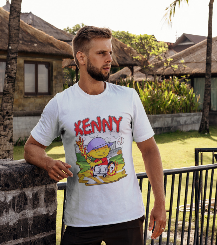 Kenny Kawaguchi Backyard Baseball Character Wheelchair Flames T-Shirt