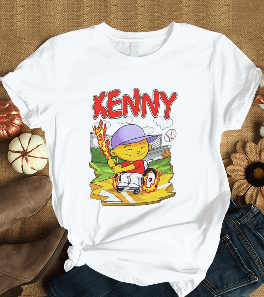 Kenny Kawaguchi Backyard Baseball Character Wheelchair Flames T-Shirt