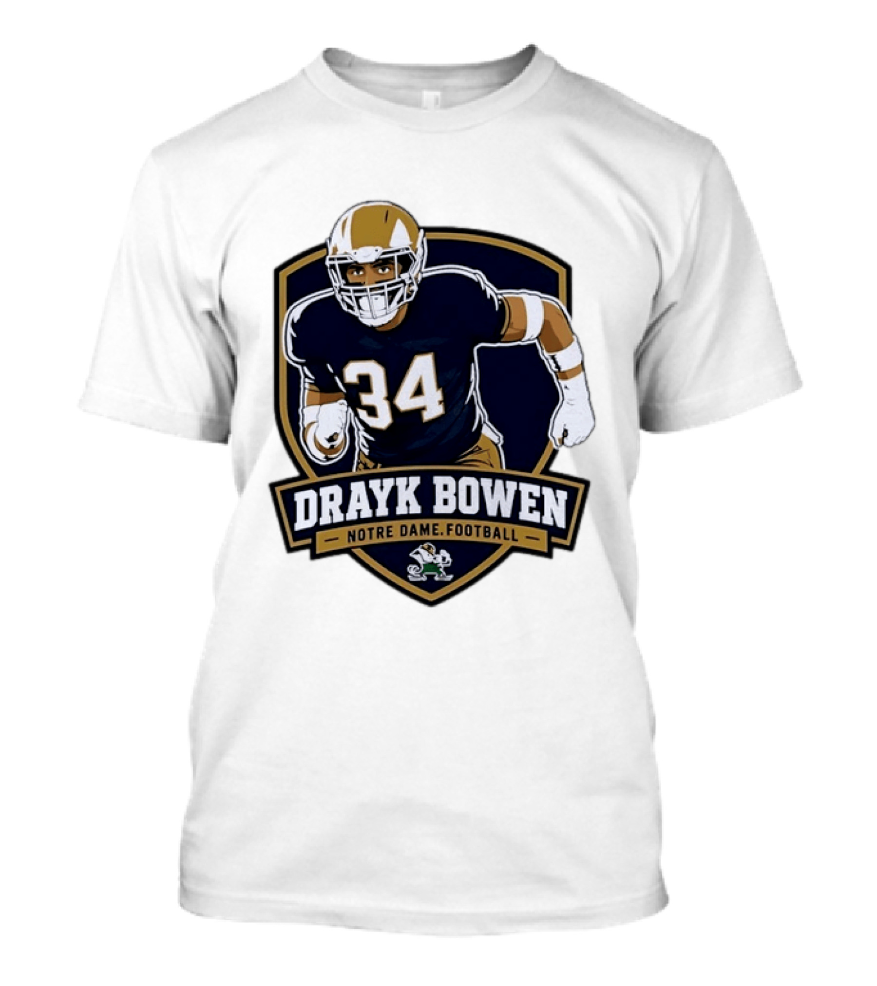 Drayk Bowen Notre Dame Football 34 Fighting Irish NCAA T-Shirt