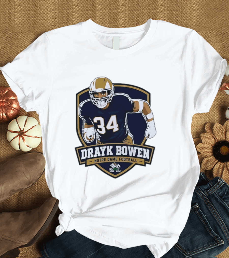 Drayk Bowen Notre Dame Football 34 Fighting Irish NCAA T-Shirt