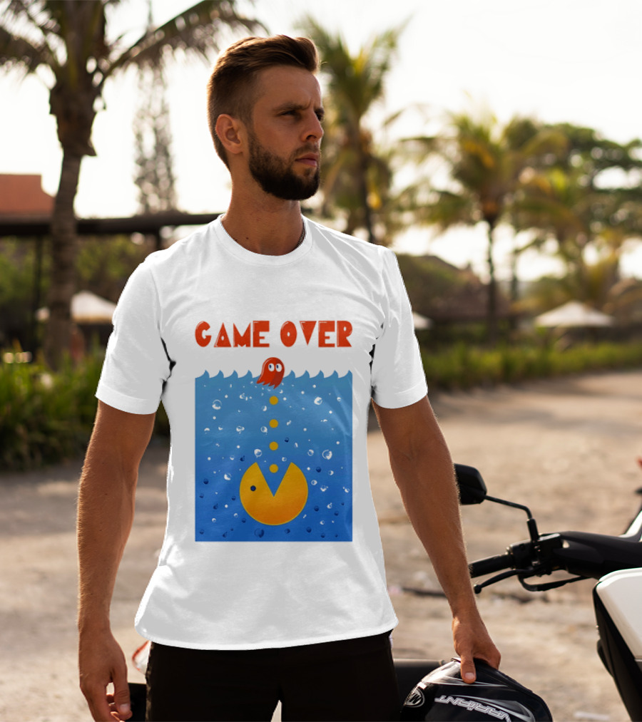 Pac Man Game Over Underwater Ghost Retro Gaming T-Shirt