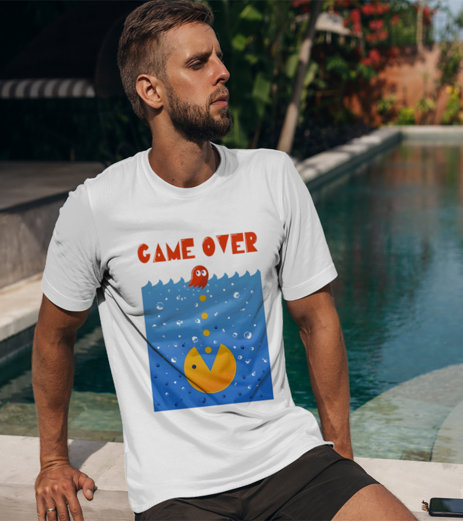 Pac Man Game Over Underwater Ghost Retro Gaming T-Shirt