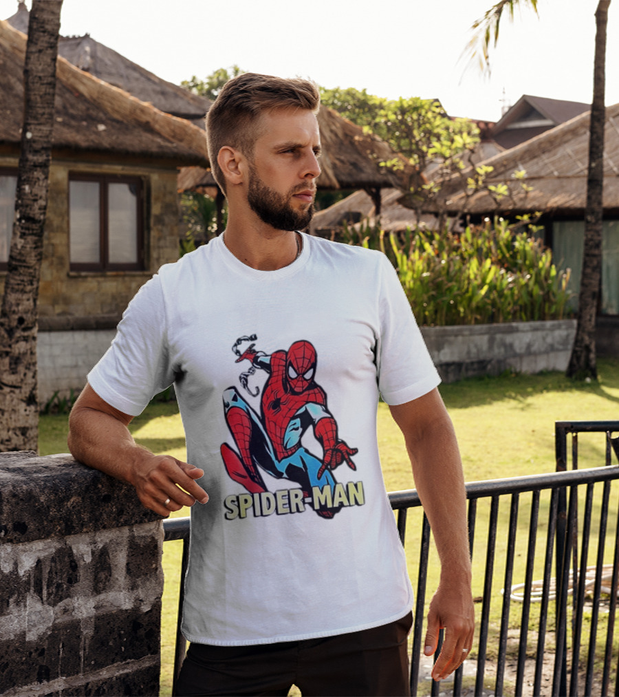 Spider Man Action Pose Marvel Superhero Avengers Comic T-Shirt