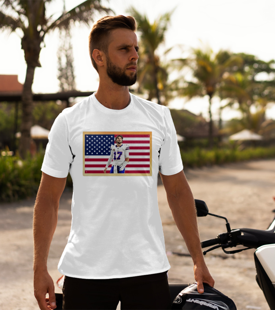Josh Allen Buffalo Bills American Flag Football Star 17 T-Shirt