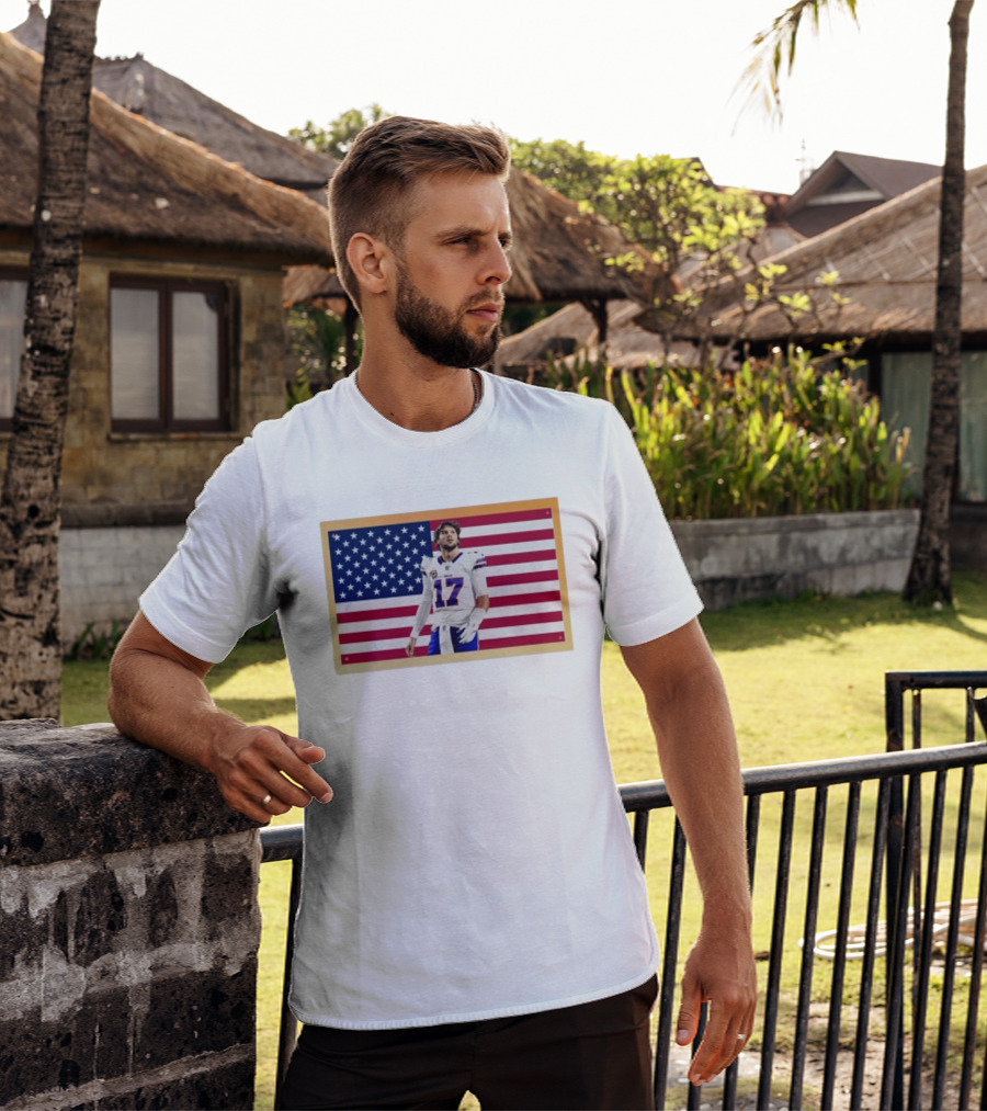 Josh Allen Buffalo Bills American Flag Football Star 17 T-Shirt
