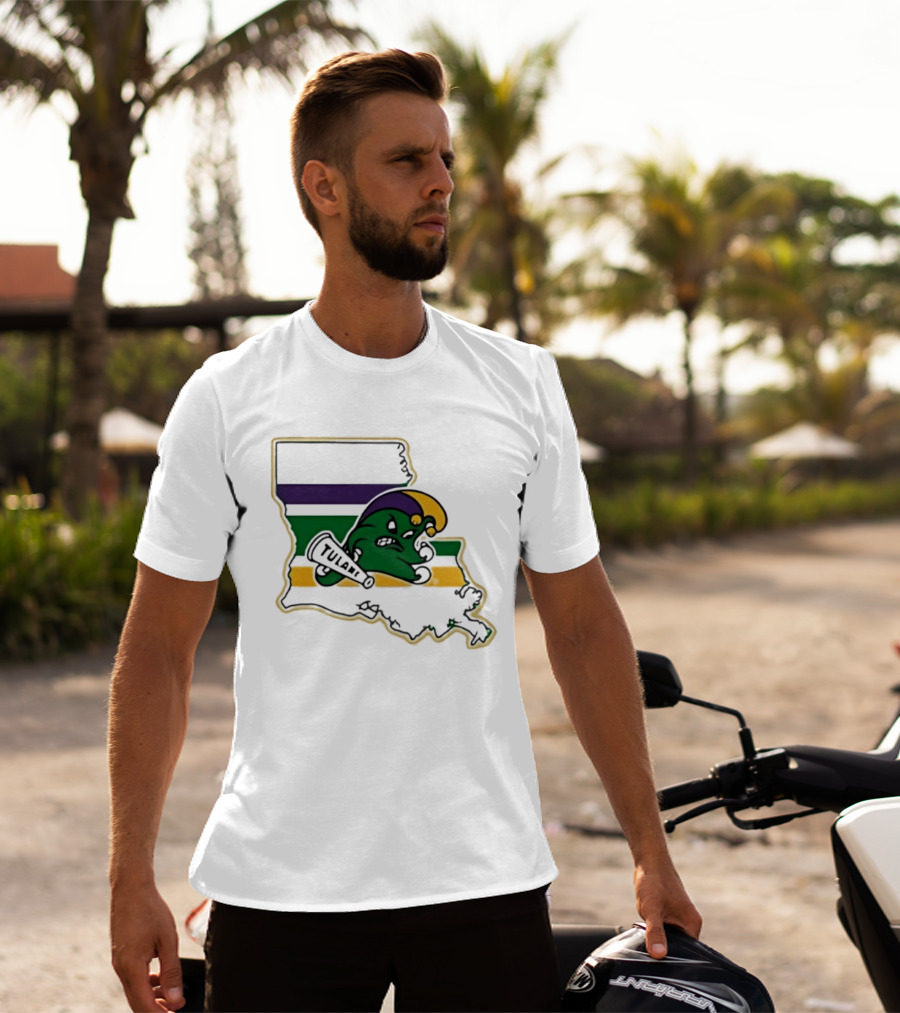 Tulane Green Wave Louisiana Mardi Gras Map T-Shirt