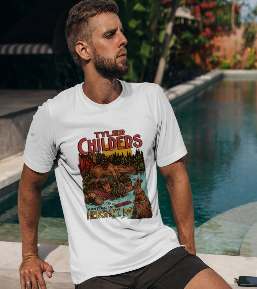 Tyler Childers Hunting In Hershey PA Deer And Rabbit Scene T-Shirt