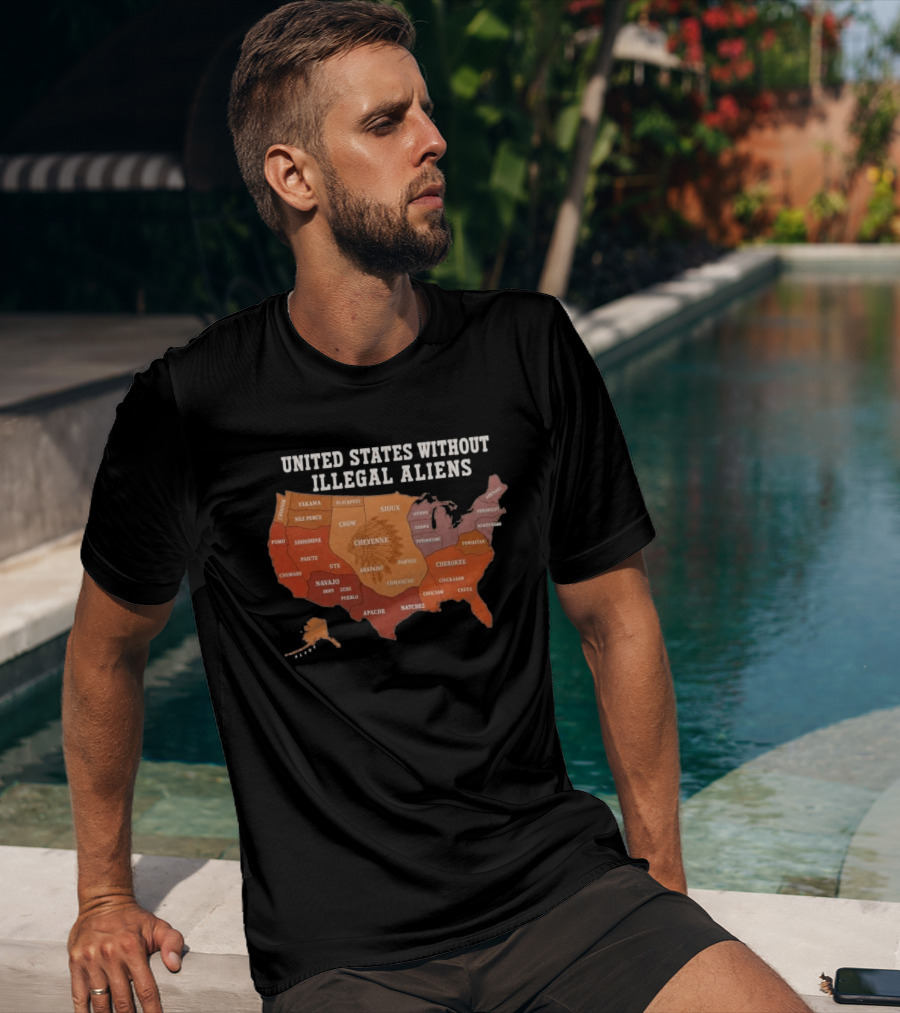 United States Without Illegal Aliens Native Americans Tribal Map T-Shirt