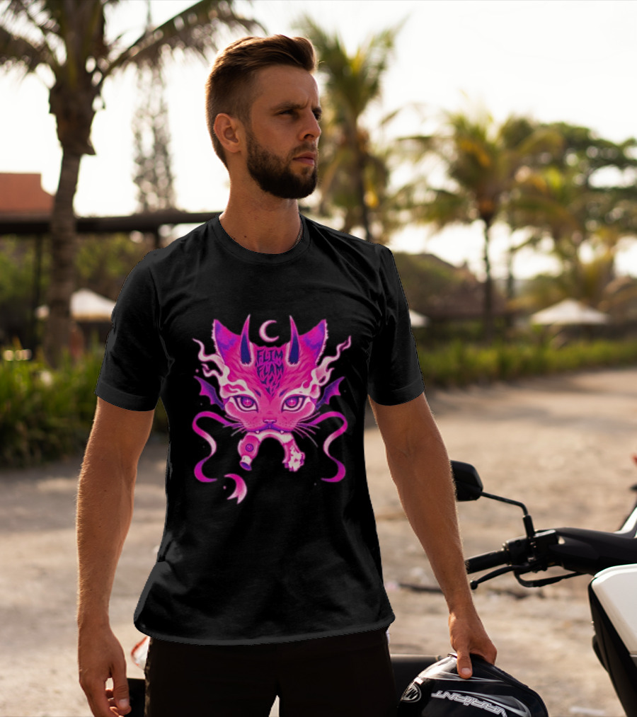 Flim Flam Flamingo DevilCat Fantasy T-Shirt