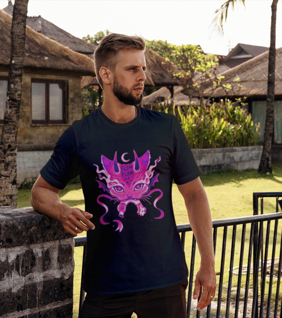 Flim Flam Flamingo DevilCat Fantasy T-Shirt