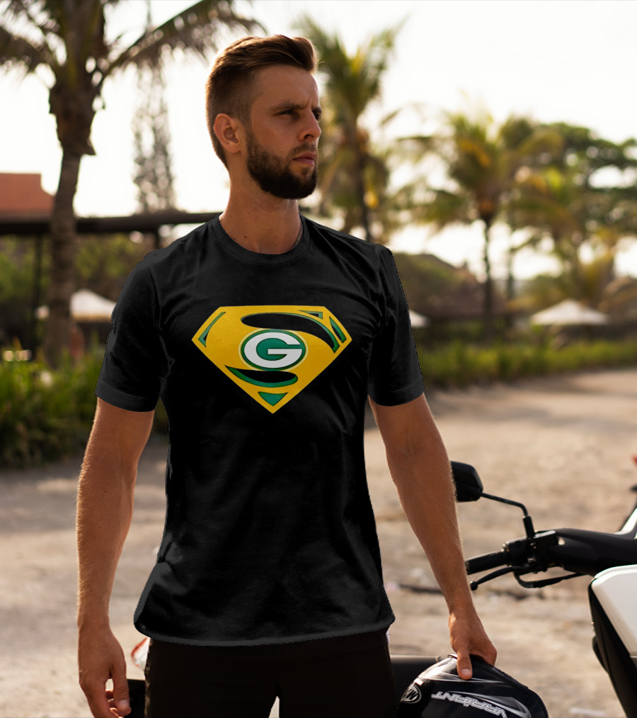 Green Bay Packers G In Superman Shield T-Shirt