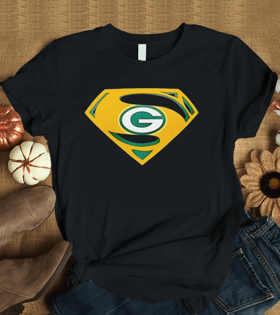 Green Bay Packers G In Superman Shield T-Shirt