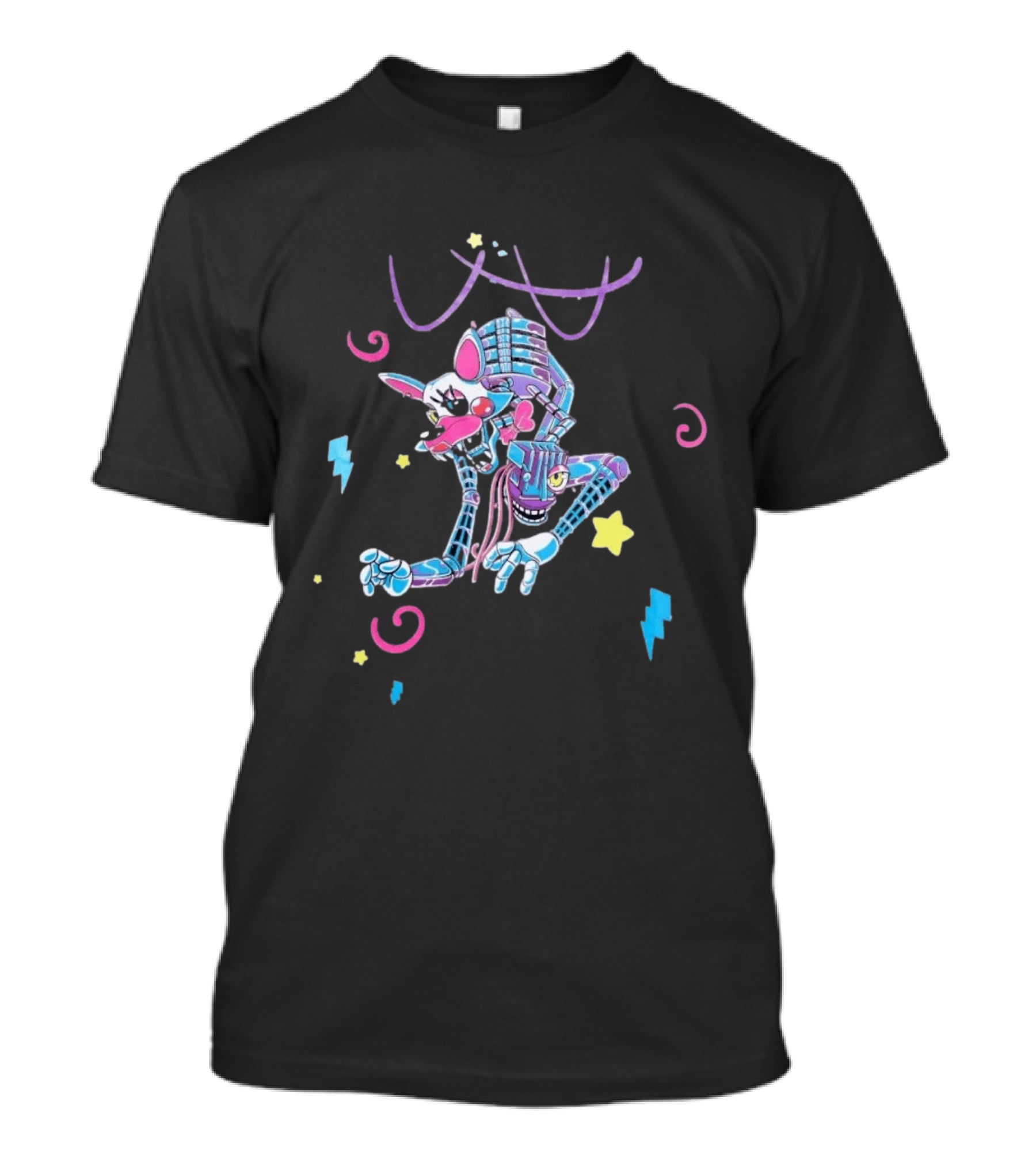 HEX X FNaF BTS Blacklight Mangle Purple Signature Stars Lightning Swirls T-Shirt