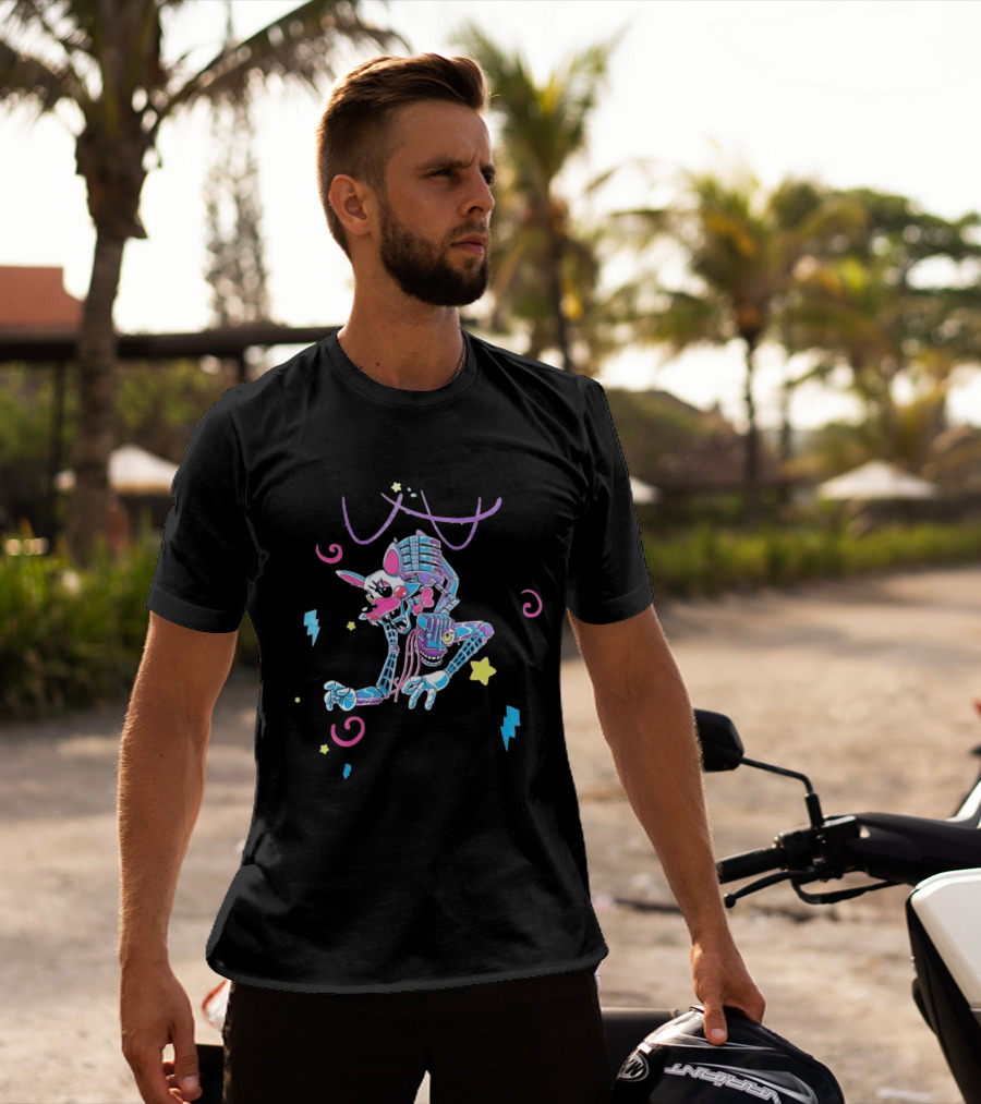 HEX X FNaF BTS Blacklight Mangle Purple Signature Stars Lightning Swirls T-Shirt