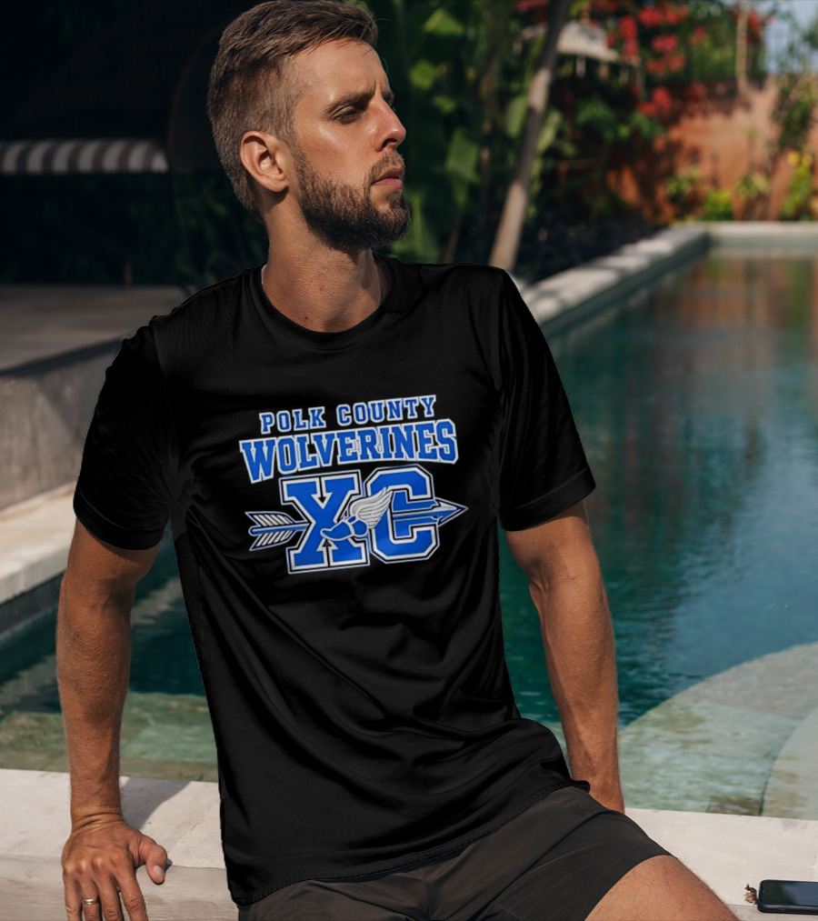 Polk County Wolverines XC Cross Country Arrow And Winged Foot T-Shirt