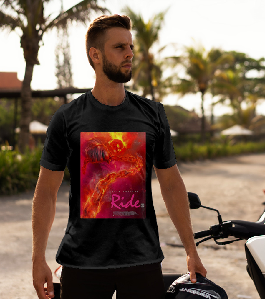 Ryan Gosling Ride Movie Ghost Rider Flaming Chain Image T-Shirt