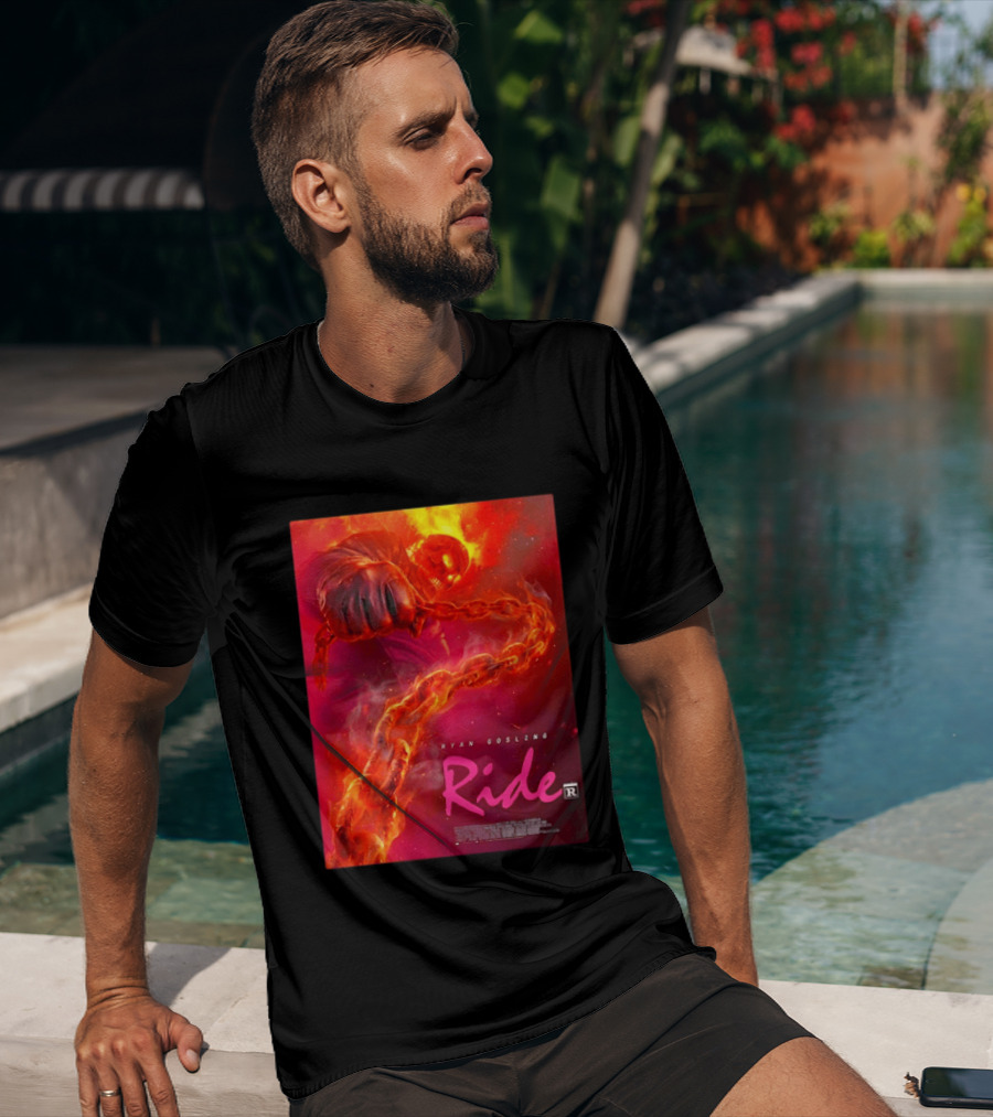 Ryan Gosling Ride Movie Ghost Rider Flaming Chain Image T-Shirt